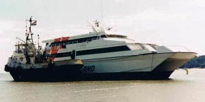 St Malo beached after hitting rocks at La Corbière in 1995