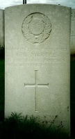 The grave of Great War casualty Clarence Durell Nicolle at at Delsaux Farm Cemetery, Beugny