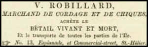 Advert in Chronique de Jersey in 1850