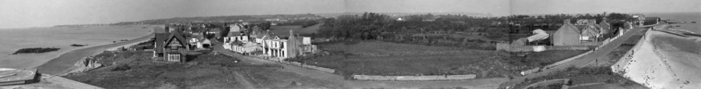 A panoramic view of La Rocque on the south-east corner of the island. The coast on the right stretches up to Gorey, and on the left, along the south coast to St Helier