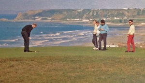 St Ouen's Bay in the background of this green