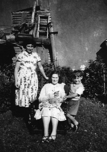 Lucille Lister, nee Buesnel, with her son and Celia Neal