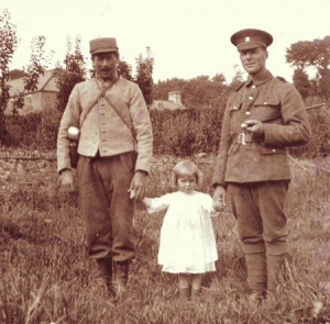 Edwin Perchard (right) in Militia or RJGB uniform with a French soldier from St Malo