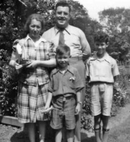 Alfred Bowden (Baudains), Margaret, Peter and John, in Canada, where Alfred changed his name after emigrating from Jersey