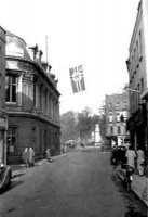 The German flag flies over the Town Hall