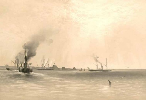 The Royal Squadron leaves St Aubin's Bay