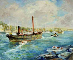 Dredger in St Aubin's Harbour