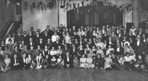 This 1928 photograph is captioned as a dance for West's staff