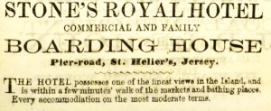 This Royal Hotel was not connected with the business of the same name which still operates in David Place today, nor with the Royal Yacht Hotel, which is also still in business at the Weighbridge, close to Pier Road
