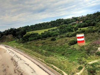 A photograph of the tower at Ouaisne taken from a kite