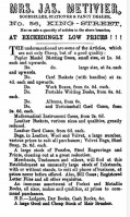 Mrs Metivier's stationery business advertised in 1857