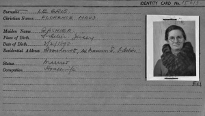 Florence Maud Le Gros, Occupation identity card details