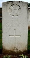 The grave of Great War casualty Charles Harold Robin at Albuera Cemetery, Bailleur-Sire-Berthoult