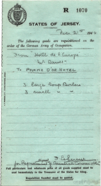 Six soup boilers were taken from Hotel de l'Europe to the nearby Pomme d'Or Hotel, the German naval headquarters