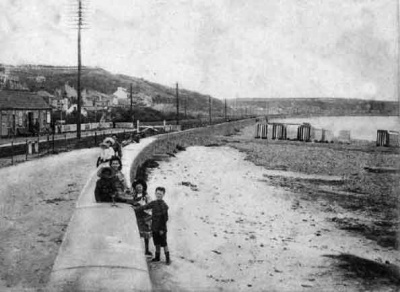 A later photograph showing how the track is next to the seawall running from First Tower Station towards West Park