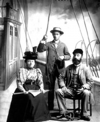 A studio portrait with a maritime theme of an unknown family