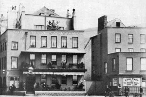 An early picture taken before the fourth storey and second balcony were added at the front