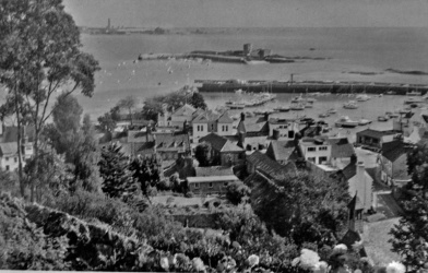 An unusual view of St Aubin looking down on the bottom of Mont Les Vaux