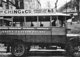 As did Jersey Railways and Tramways in the west, Jersey Eastern Railway operated buses to bring passengers to their Snowhill terminus