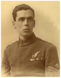 Flight Sergeant Thomas Bennett, RAF, DCM, was born in London in 1893 of Jersey parents. The family was shown as living in Halkett Place in the 1901 census. His father, Thomas Daniel Bennett, was a news editor, presumably with the Chronique de Jersey. His mother was Matilda Jane, nee Asplet. He enlisted in 1912 and served in France as early as 11 August 1914. As a member of the Royal Flying Corps he took an active part in the events leading up to the retreat from Mons. He won his Distinguished Conduct Medal on 13 September 1915 when he brought down an enemy aircraft from 11,000 feet. He was later seriously injured in the arm in another air battle