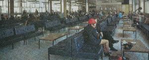 Departure waiting lounge in the 1970s