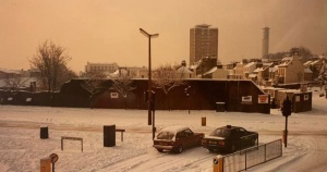 Demolition of The Limes, on the corner of Green Street and Route du Fort, in 1991