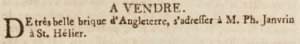 Philippe Janvrin sold English bricks in 1804