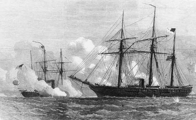 The Alabama and Kearsarge join battle