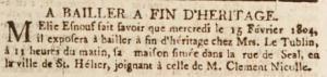 Elie Esnouf sold his Seale Street house, next to Clement Nicolle’s, in February 1804