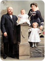 John Petit (1853-1935) and Alice Emily, nee Le Cornu, and their daughters