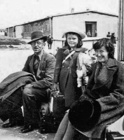 Reginald, Elizabeth and Kathleen Foote ready to leave Biberach