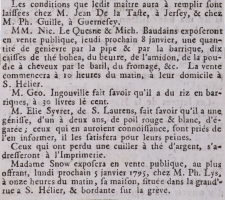 1795 newspaper advert