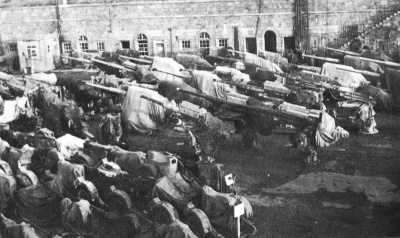 Guns at Fort Regent awaiting disposal at sea