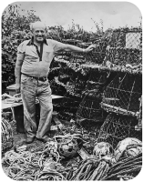 Edmund Philippe Le Clercq with his lobster pots