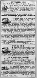 An 1850 shipping advert