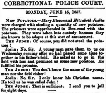 Mary Bisson sent to prison for stealing potatoes