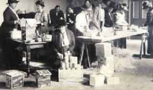 Parcels for prisoners of war are packed in Jersey