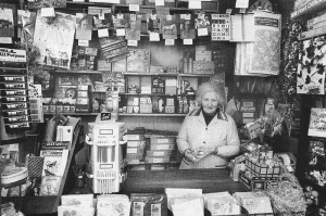 Dora Foot in her father's shop in 1984