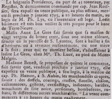 1795 newspaper advert - click to view larger size