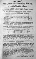 Davies' New Muisical Circulating Library in business in the Royal Square in 1837