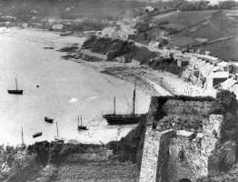 A picture taken in 1860, in which the tower may be just discernable; or in 1880, by which time it had been demolished