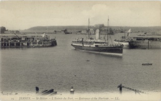 A steamer enters the Harbour