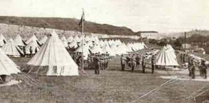 Tents cover Glacis Field for the 1906 camp