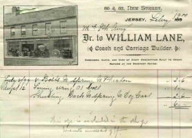 An invoice from William Lane, carriage makers and repairs