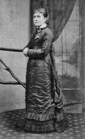 This is a Miss Male, of Trinity House, photographed by Adolphus La Sauce in the 1870s. She was the daughter of Ephraim Maleand Hannah, nee Pike. They had three daughters (all born Jersey) - Hannah (1857- ), Mary (1859- ) and Susan (1864- ). This is believed to be Hannah, who married Elias Falle in 1885. Her brother Joseph married Selina Beaucamp the same year