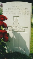 Great War casualty Royal Field Artillery Major Gerald Messervy's grave at Noyelles-Sur-L'Escaut Communal Cemetery Extension, near Cambrai
