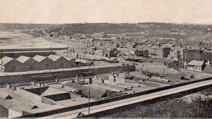 Looking out over the roofs of Commercial Buildings towards the Harbour