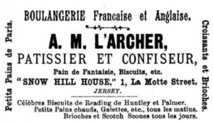 1887 advert from L'Almanach de la Gazette de Jersey