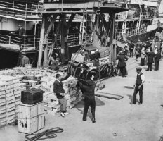 Unloading a vessel at the Harbour