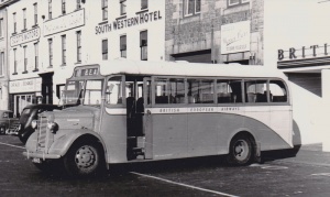 A BEA airport coach outside the Weighbridge terminal in 1955